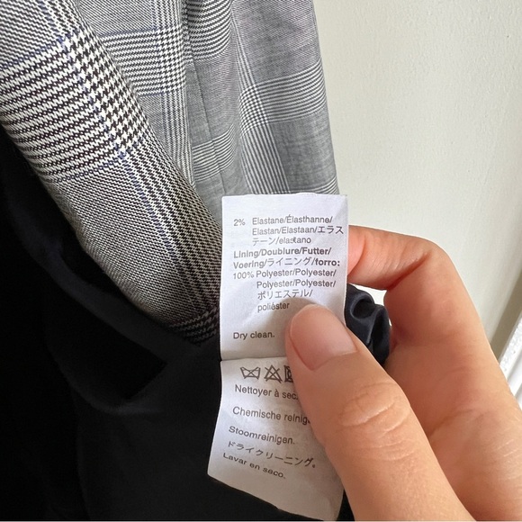 J Crew Wool Glen Plaid Ruffle Pocket Blazer in Classic Gray - Picture 12 of 13